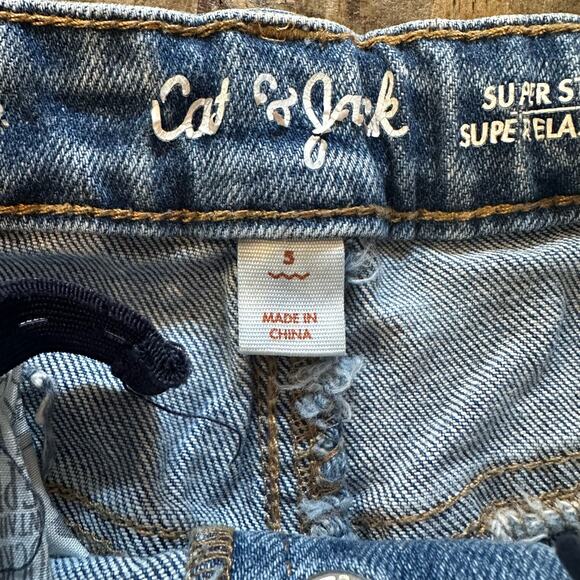 Cat & Jack Embroidered Jeans sz 5 adjustable waist tabs - Picture 8 of 9